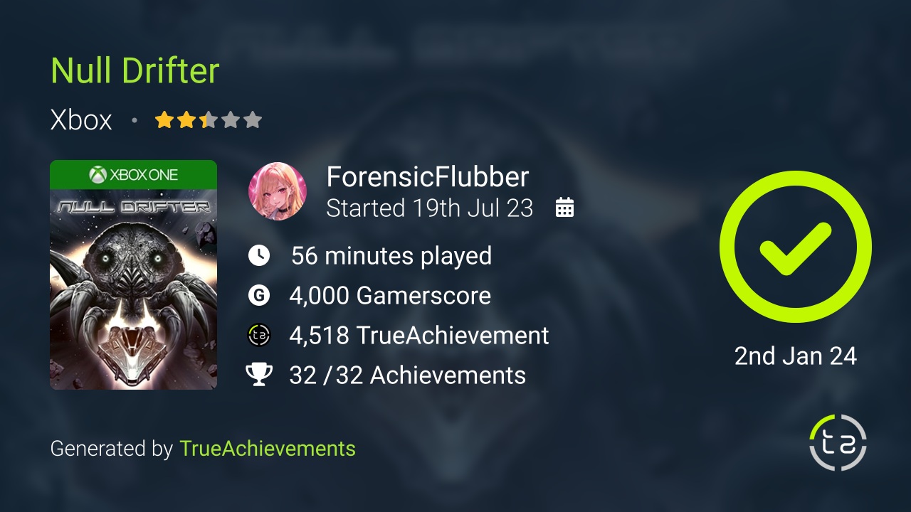 Null Drifter achievement summary